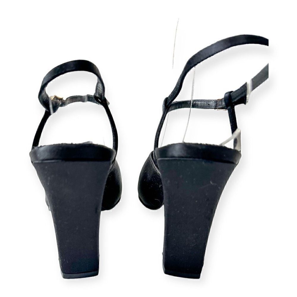 Never worn Vintage Michel Perry Black Satin Evening Pumps ‎ Size 38 EU - Picture 8 of 13